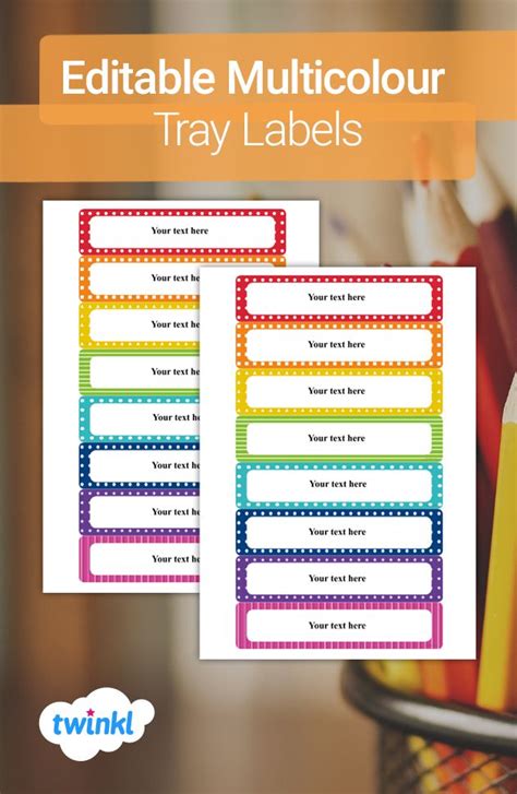 Classroom Organisation Editable Multicolour Tray Labels Classroom