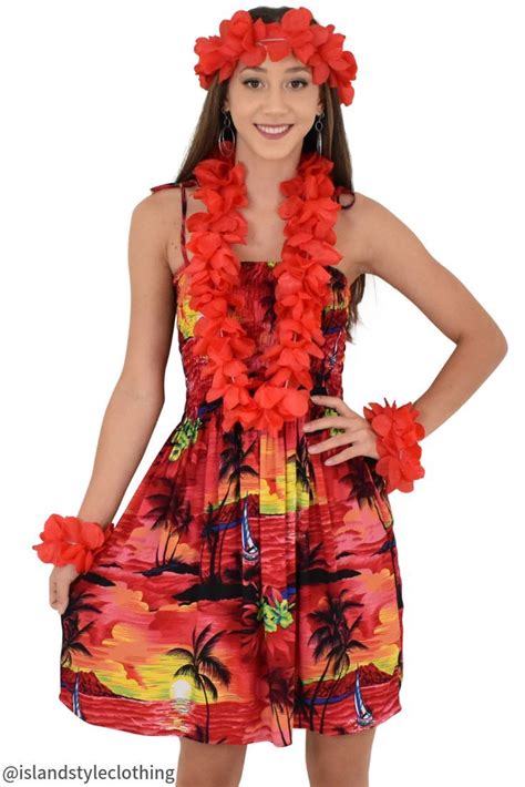 Hawaiian Sunset Womens Adult Orange Luau Floral Costume Dress Clothes