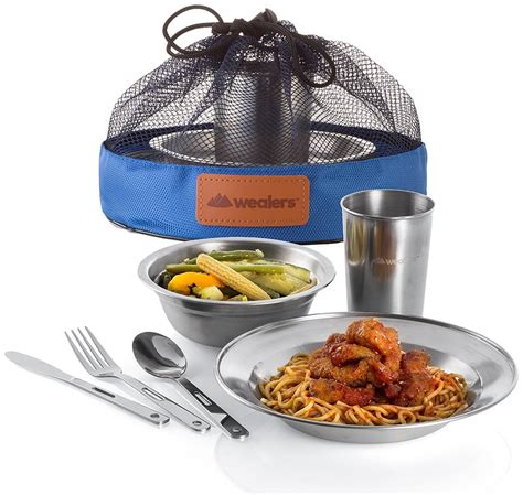 Wealers Stainless Steel Dish Set For Camping Includesvplate Bowl Cup