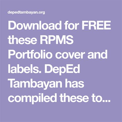 Download For Free These Rpms Portfolio Cover And Labels Deped Tambayan
