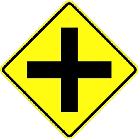 L Intersezione Incrocio A Raso - Cross Road Intersection Symbol Warning Sign - Available in 24, 30, or