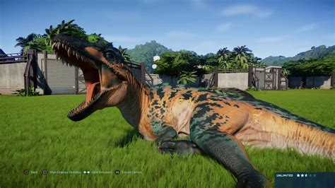 Jurassic World Evolution Acrocanthosaurus Overview And Skins Youtube