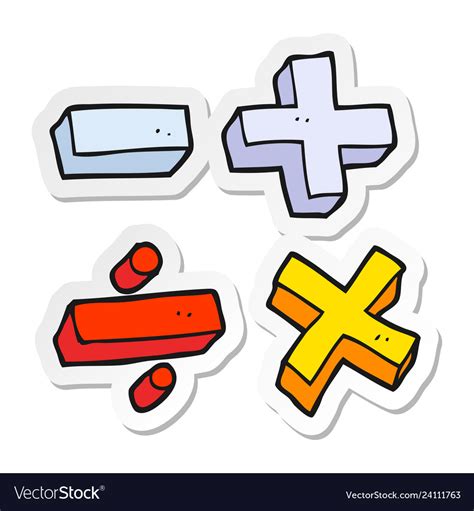 Sticker A Cartoon Math Symbols Royalty Free Vector Image