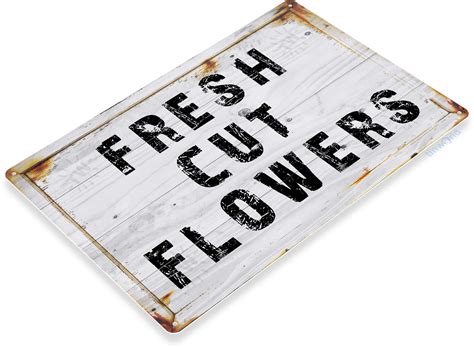 Measurements assembled flowers range from 1/4 to 1 1/2 hello sentiment: Fresh Flowers Sign C807 - TinWorld Farmhouse Signs ...