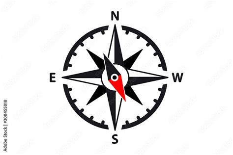 Compass Vector Icon North South East And West Indicated Arrow