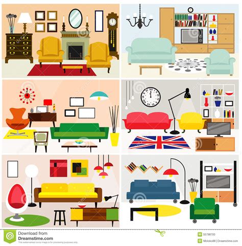 Living room tv cartoon in images. Furniture Ideas For Living Room Stock Vector ...