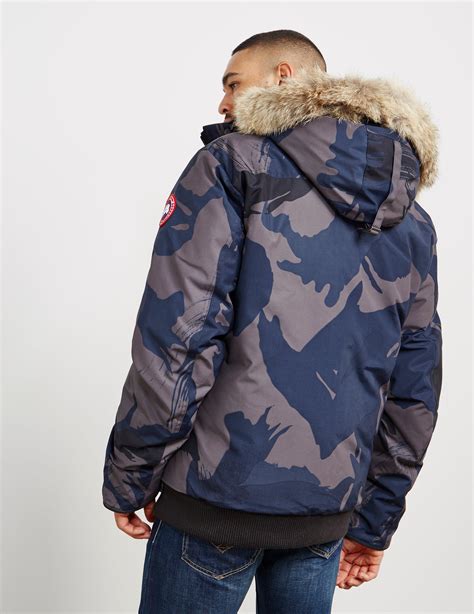 Canada Goose Goose Mens Borden Padded Bomber Jacket Camo In Blue For