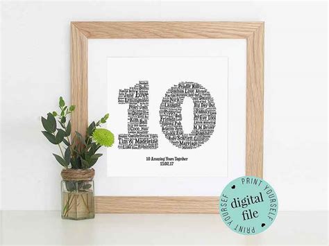 Celebrate the roots you've put down over ten years of marriage with this personalized artwork. 10-Year Anniversary Gift Ideas