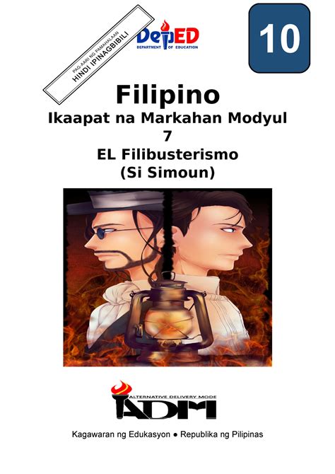 Module 1 Filipino 10 Ikaapat Na Markahan El Filibusterismo Image