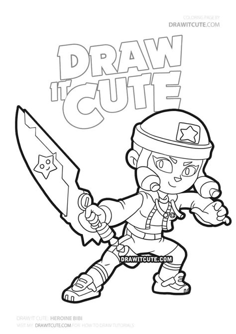 Heroine Bibi | Brawl Stars coloring page - Draw it cute #brawlstars #