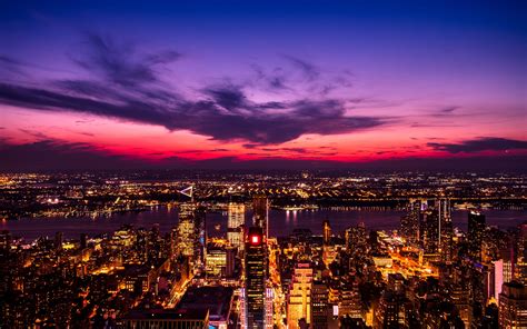 New York City 4k Wallpaper Twilight Sunset Cityscape
