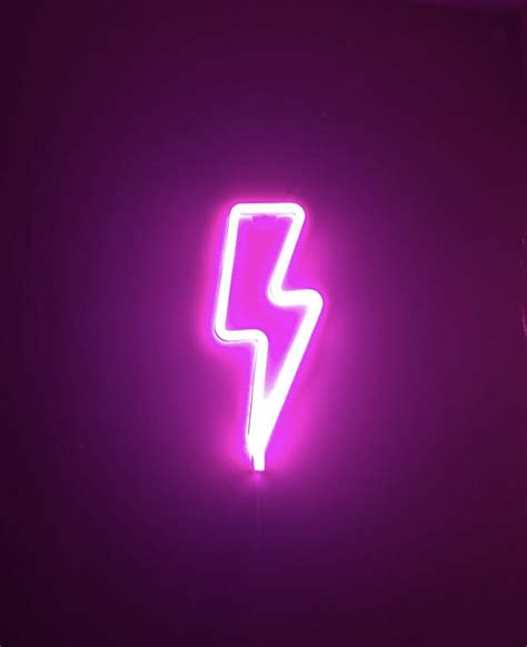 Pink Neon Lightning Bolt Neon Light Wallpaper Purple