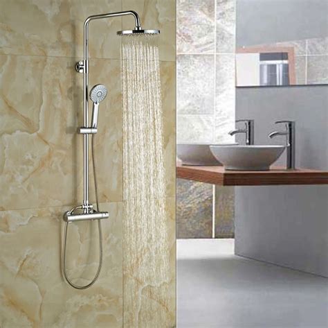 Widespread Bath Rainfall Shower With Hand Shower Thermostatic Shower