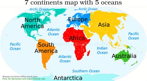 There Are 7 Continents In The World And 5 Oceans Diagram Quizlet