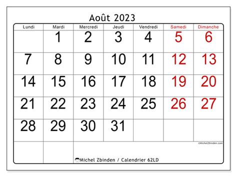 Calendrier Août 2023 à Imprimer “481ld” Michel Zbinden Ch
