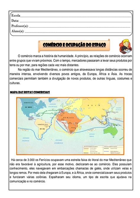 Atividades Sobre Rotas Comerciais 4 Ano