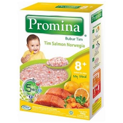 Tersedia lengkap 14 pilihan barang promina bubur tim daging & brokoli 8m+, promina bubur bayi ayam kampung brokoli keju 6m+, promina sup mi ayam dan sayur 12m+. Detil produk PROMINA 8+ Bubur Tim 100 gr. (Tim Salmon Norwegia)