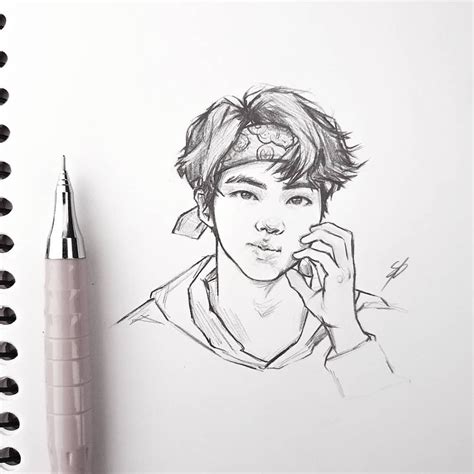 Bts Fanart Jin Pencil Bts Jin Drawing Kpop Drawings Art Drawings