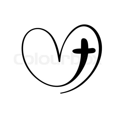 Vector Christian Logo Heart With Cross Stock Vector Colourbox