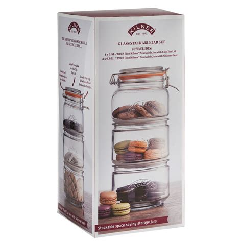 Kilner Stackable Storage Jar Set Silver Mushroom