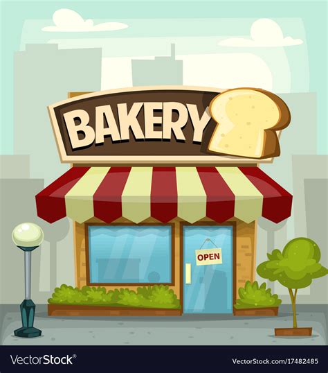 Cartoon Bakery Shop Building Small Business Banner