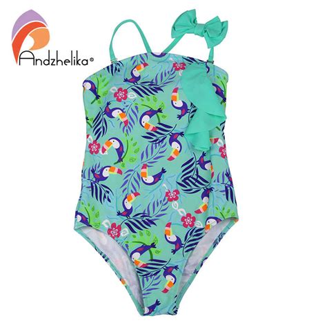 Andzhelika Childrens Swimwear New 2018 One Piece Swimsuit Cute Bow