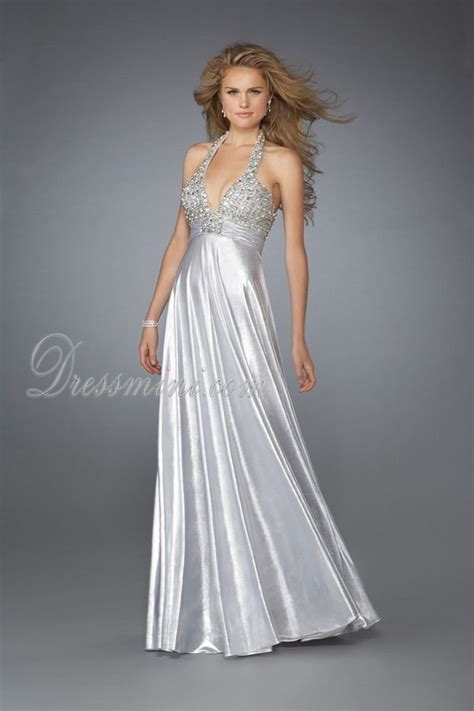 Silver Halter Longfloor Length Crystal Prom Dress Pd1d68 At Dressmini