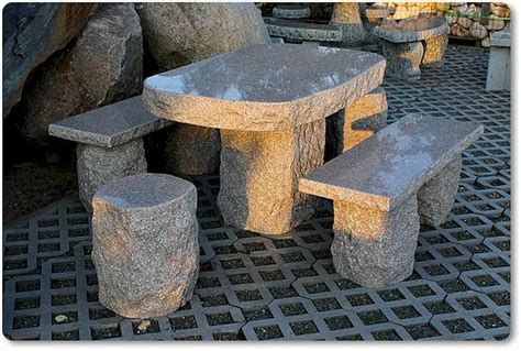 36 gartentische aus stein inkl. Steinmöbel, Tischgruppe aus Granit für den Garten