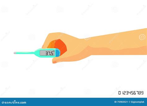 Man Hand Holding Digital Thermometer Stock Vector Illustration Of