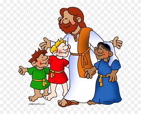 Jesus With Children Walking Clip Art