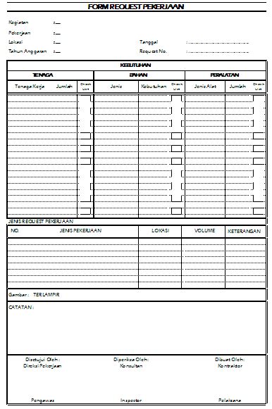 Form Request Pengajuan Pekerjaan Proyek Konstruksi ~ CARANECOM