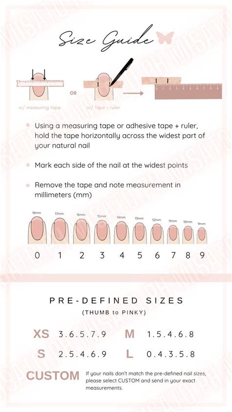 Nail Size Guide • Chart Press On Nails Business Nails Nail Sizes