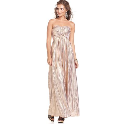 Jessica Simpson Strapless Pleated Metallic Sweetheart Gown Jessica