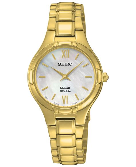 Seiko men's sne325 dress solar (image: Seiko Women's Solar Gold-tone Titanium Bracelet Watch 28mm Sup294 in Metallic | Lyst