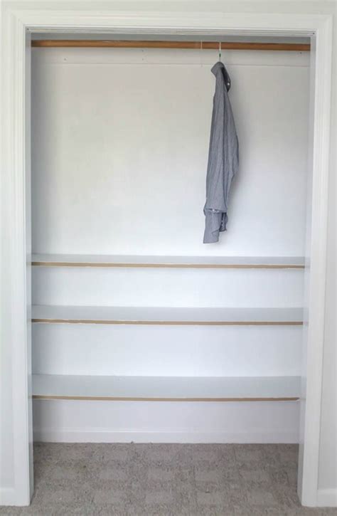 You'll want to mount the sockets about 5 feet high and 10 feet from the back of the wall to give you enough space to hang your clothes. How to build cheap and easy DIY closet shelves - Lovely Etc.