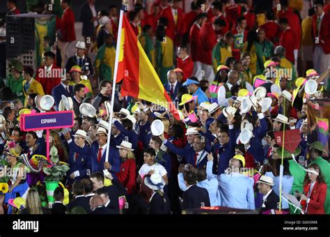 Rafael Nadal Carries The Flag Of Spain During The Rio Olympic Games