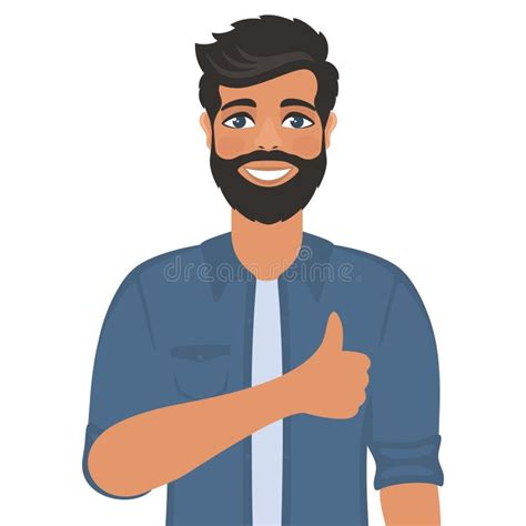 Happy Smiling Man Shows Thumbs Up Stock Illustration Illustration Of