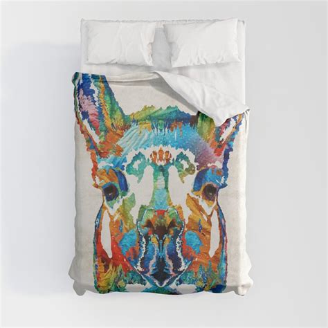 Colorful Llama Art The Prince By Sharon Cummings Duvet Cover By
