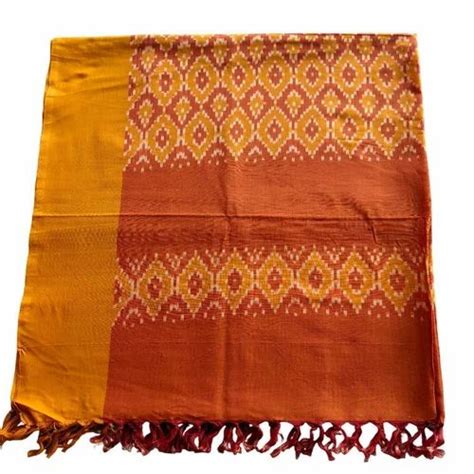 Casual Wear 2 M Pochampally Printed Cotton Ikat Dupatta GSM 55 Gsm