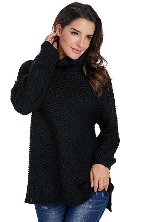 Alyce Women's Cozy Long Sleeves Turtleneck Sweater Black - Amber Millet