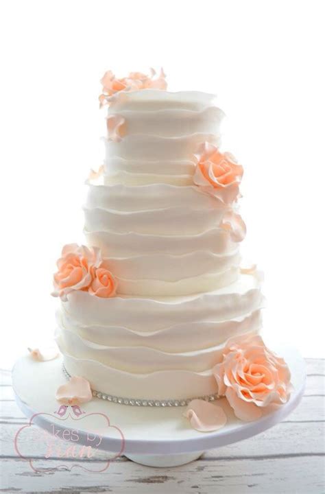 Peach Rose And Rustic Ruffles Wedding Cake Wedding Ideas