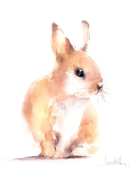 Original Watercolor Painting Of Bunny Rabbit Watercolour Art Etsy