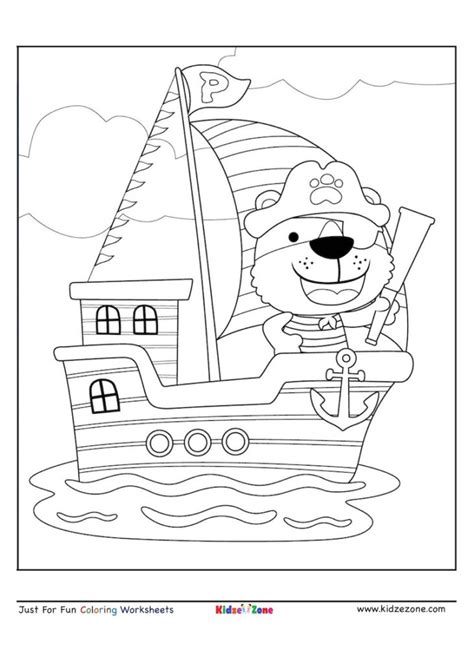 March 17, 2021november 23, 2019 by coloring. Pirate Bear on a Ship coloring page - KidzeZone
