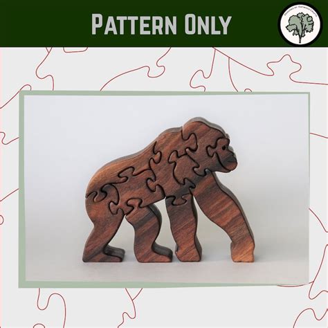 Gorilla Wooden Puzzle Scroll Saw Pattern Diy Woodworking Plan Etsy