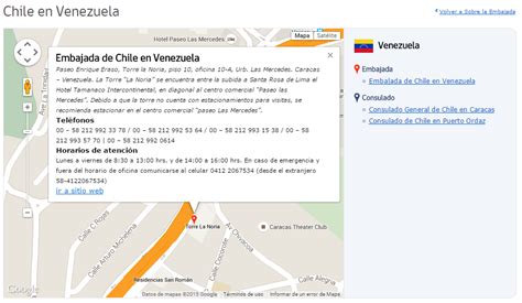 Ubicaci N De La Embajada Y Consulado De Chile En Venezuela Chile Net Ve