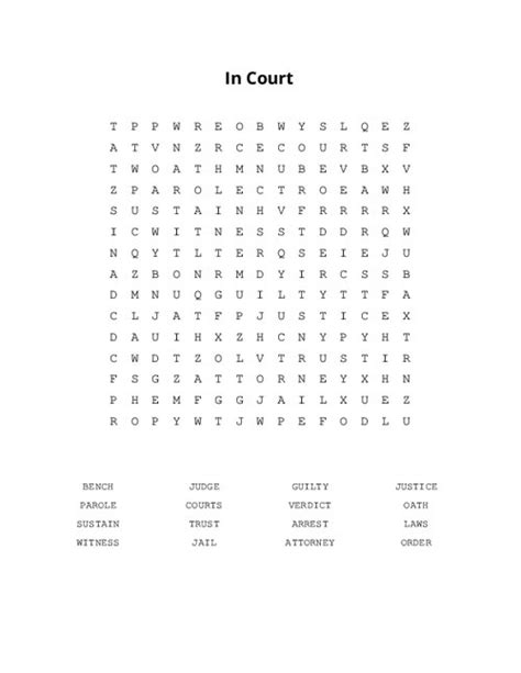 In Court Word Search