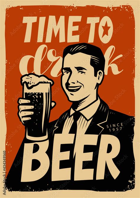 Retro Beer Poster Vintage Sign Advertising Cold Ale Pub Concept