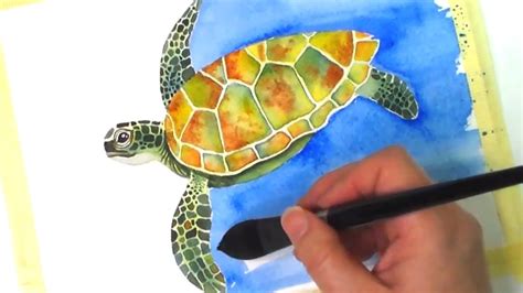 Paint A Sea Turtle In Watercolor Easy Turtle Painting For Beginners