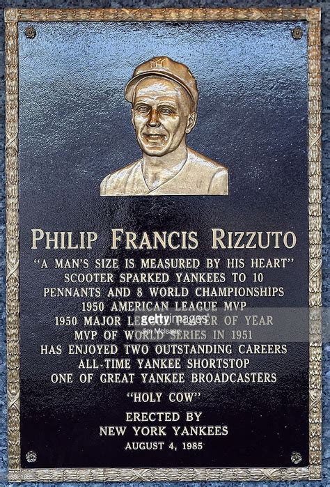 The Plaque Of Phil Rizzuto Is Seen In Monument Park At Yankee Stadium Picture Id98821665 694×