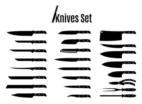 Premium Vector Vector Knives Set Isolated On White